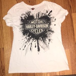 HARLEY DAVIDSON WHITE TEE-great condition